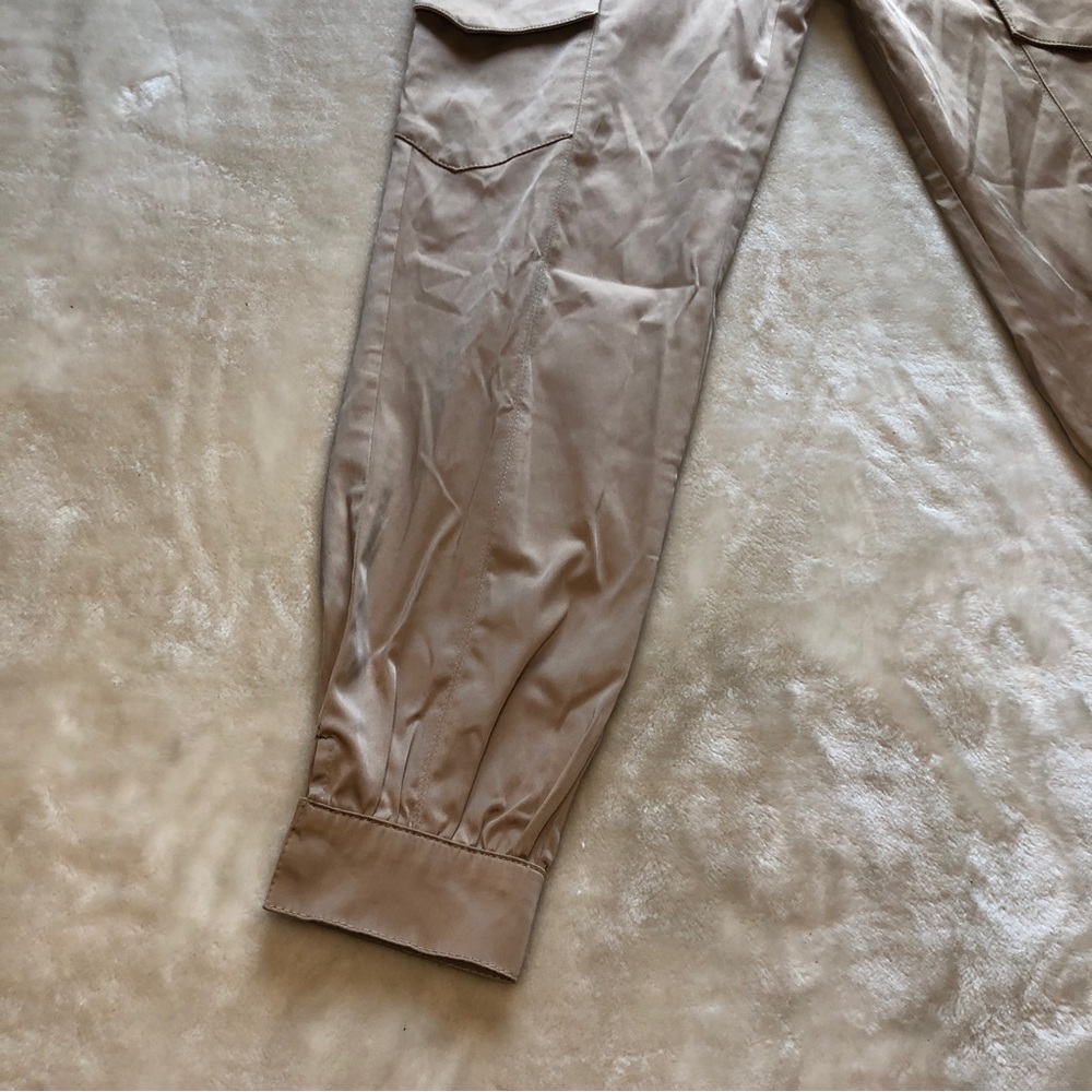 Zara Satin Tan High Waisted Cargo Pants Size XS - Picture 4 of 14